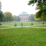 college campus park students