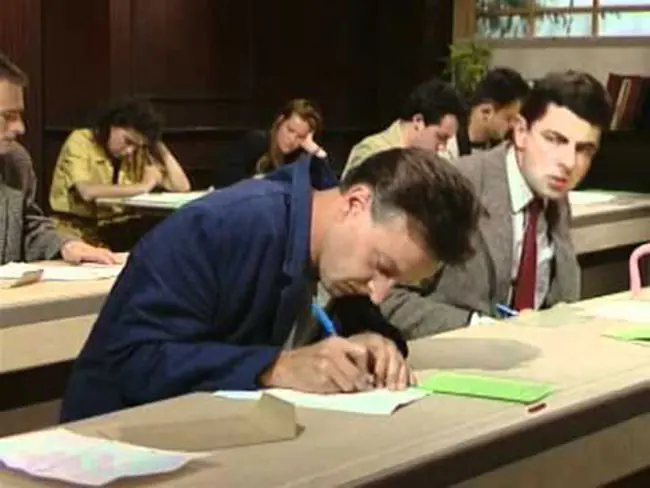 Mr Bean cheating in school