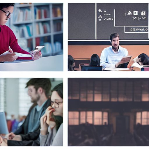 Split-screen showing a student confidently submitting an AI-generated paper on one side, while a professor reviews a plagiarism report on the other, illustrating AI use and academic integrity.