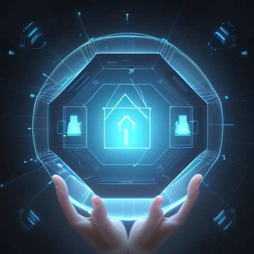 A glowing blue digital shield protects icons representing a home, document, and camera from surveillance drones, symbolizing secure AI integration in education.