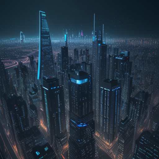 A glowing neural network floats above a modern city skyline at twilight, symbolizing the integration of artificial intelligence in education and the need for clear digital policies.