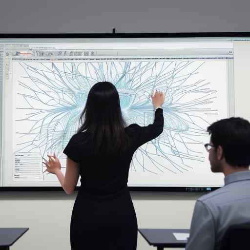 Diverse academic staff collaborate around an interactive whiteboard displaying neural network diagrams and code, illustrating how AI specialists integrate advanced training into modern teaching workflows.