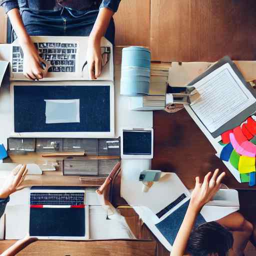 Diverse students collaborate around a table with tablets, using warm lighting to highlight active learning, peer support, and positive engagement in an AI-integrated classroom.