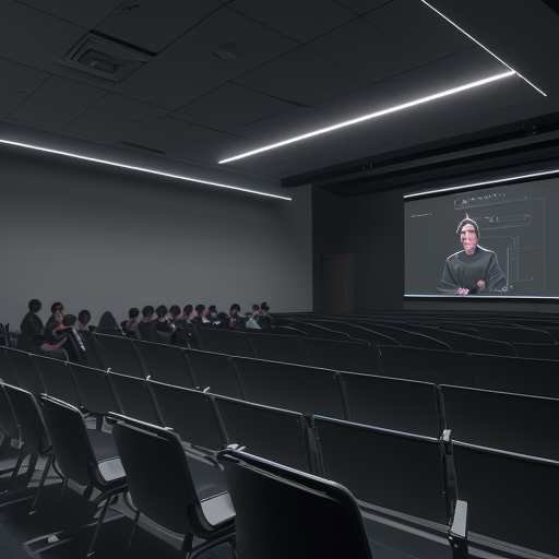 Students collaborate with generative AI in a sunlit modern lecture hall, illustrating how universities are adapting policies to support ethical technology use and foster a healthier learning environment.