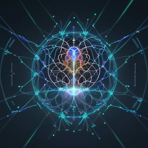 An abstract visualization of a human brain connected to glowing digital pathways in deep blues, golds, and electric greens, symbolizing intellectual growth and the ethical integration of AI knowledge.