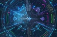 Diverse students collaborate around a holographic display, visualizing complex knowledge connections and promoting intellectual synergy in modern learning.