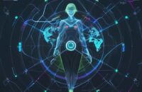 Glowing holographic map visualizing a student's personalized learning journey, showing interconnected pathways and data nodes converging towards mastery.