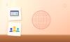 Illustration with a globe, a laptop and a group of people