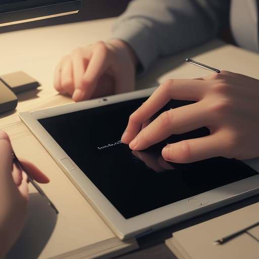 A close-up of a student's hands using a tablet featuring a glowing AI tutor avatar that provides step-by-step guidance on a complex physics equation in a cozy, dimly lit study room.