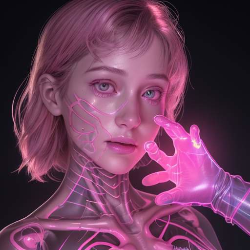 A medical student wearing haptic gloves interacts with a glowing, holographic human heart in a high-tech training center.