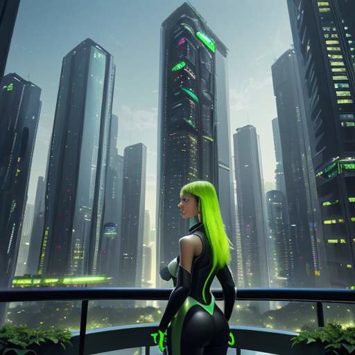 A person stands on a balcony overlooking a futuristic city where lush vertical gardens and sleek skyscrapers blend with nature under a golden sunrise, symbolizing hope and the limitless possibilities of continuous learning.