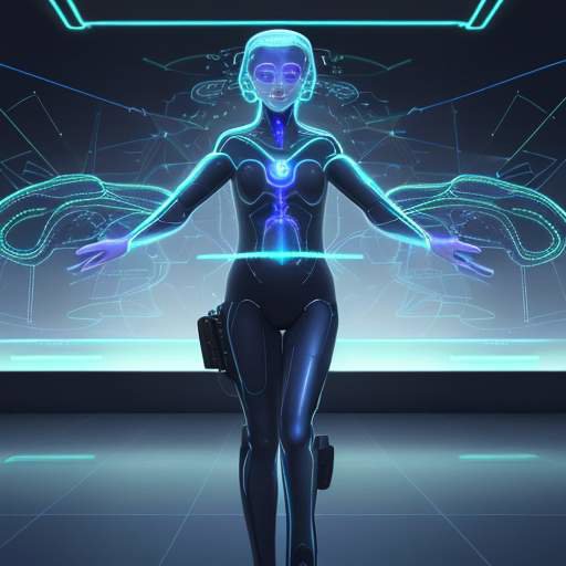A professional interacts with a glowing holographic neural network, symbolizing the integration of human intelligence and AI to simplify complex data into actionable skills.