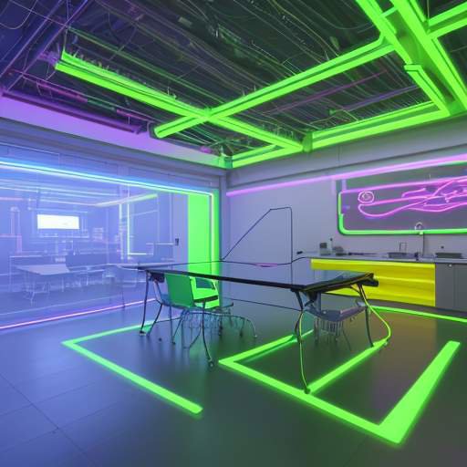 Students wearing AR glasses interact with a glowing, 3D holographic DNA strand in a high-tech laboratory, illustrating immersive learning and student engagement.