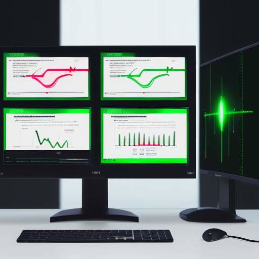 A high-tech security dashboard on multiple monitors displaying real-time biometric data, including heart rate and eye movement, with glowing indicators highlighting anomalies in a dark, professional room.