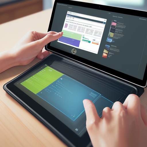 A student's hands interact with a transparent tablet displaying a vibrant, personalized learning dashboard with progress bars and icons in a modern library.
