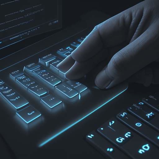 A close-up of hands typing on a backlit mechanical keyboard as code on a monitor transforms into a 3D architectural city model in a moody, high-tech workspace.