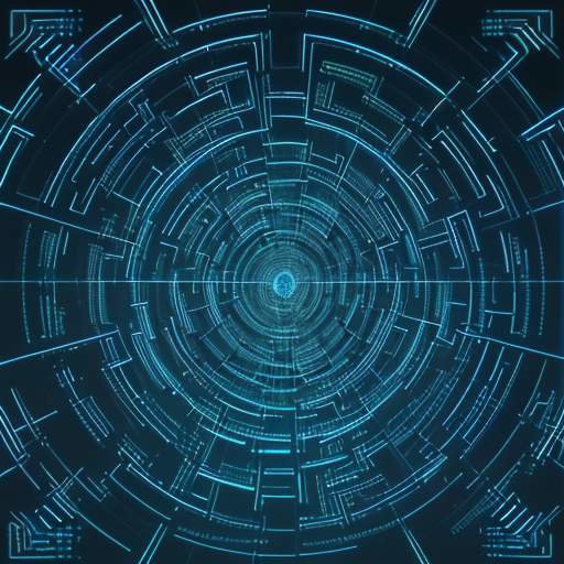 A digital labyrinth of glowing neon paths where a large magnifying glass scans and distinguishes between organic gold threads and synthetic blue data streams, symbolizing the difficulty of identifying AI-generated content.
