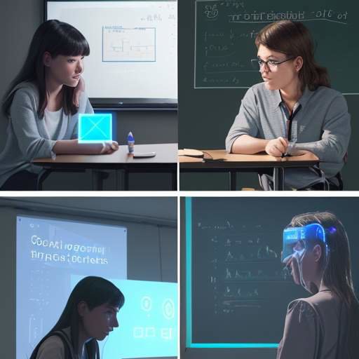 A split-screen illustration showing a student debating with a peer in a classroom on one side and interacting with a glowing AI hologram on the other, symbolizing the synergy between human collaboration and artificial intelligence.