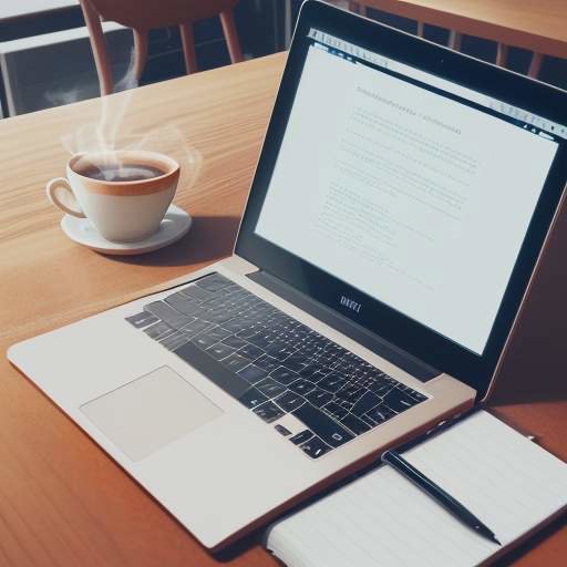 A student's hands typing on a laptop next to a steaming cup of coffee and a notebook in a bright, modern cafe.