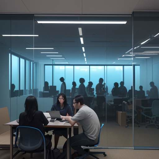 A diverse group of university students collaborating on laptops and tablets in a modern, glass-walled study lounge, highlighting the use of technology to enhance teamwork and learning.
