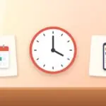Illustration with a clock, a calendar and a smartphone