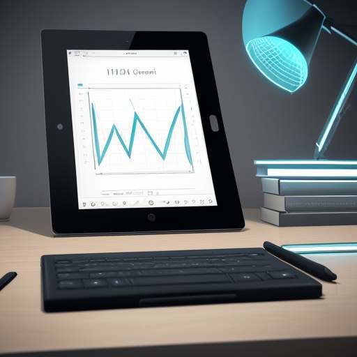 A sleek tablet and stylus display a vibrant, 3D interactive trigonometric wave function in a modern, minimalist workspace.