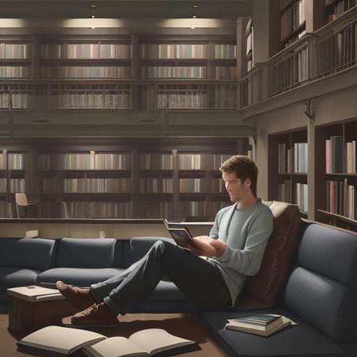 A student sits in a modern library nook, studying physical books alongside a tablet displaying a complex digital mind-map to illustrate the blend of traditional and modern learning tools.