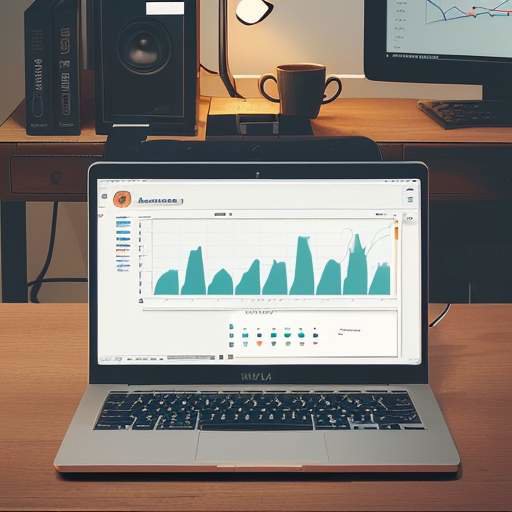 A student's cozy workspace featuring a laptop displaying an AI dashboard with graphs, open notebooks with handwritten notes, and a steaming cup of coffee under warm lighting.