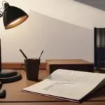A close-up of a professor's desk featuring graded mathematics papers with complex equations next to a smartphone displaying a glowing artificial intelligence interface in a sunlit office.