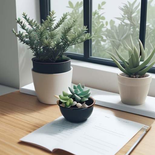 A minimalist workspace featuring a tablet displaying a summary table of the three logarithm rules, accompanied by a cup of tea and a small succulent plant in soft, natural light.