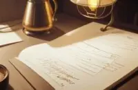 A close-up of a student's hand writing complex logarithmic equations on paper next to a steaming cup of coffee and a glowing lamp in a library.