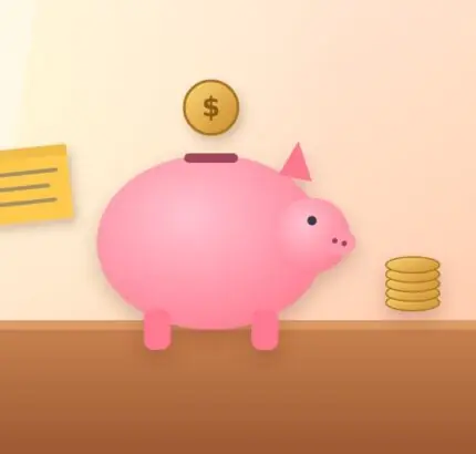 Piggy bank with a coin dropping in, a stack of coins and a sticky note with side-job ideas