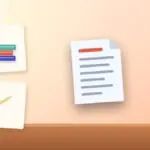 Illustration with a document, a stack of books and a pencil
